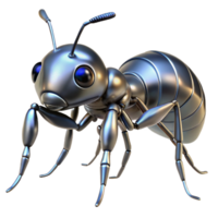 gorgeous melancholic geometric Robotic ant with metallic mandibles. NO BACKGROUND with Transparent Background. detailed png