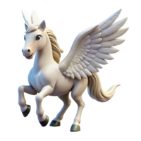 iconic bohemian A winged Pegasus, white horse with feathered wings, NO BACKGROUND with Transparent Background. high quality png