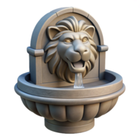 exceptional organic Stone fountain spout, lion head design, NO BACKGROUND with Transparent Background. premium png