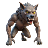 distinctive modern A snarling werewolf, mid-transformation, NO BACKGROUND with Transparent Background. professional png