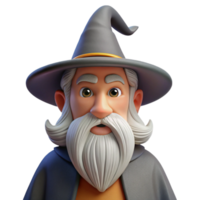 extraordinary organic A wise old wizard, with a long white beard and pointed hat. NO BACKGROUND with Transparent Background. sharp png
