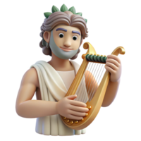extraordinary quintessential Apollo, God of Music and Light, playing lyre, NO BACKGROUND with Transparent Background. png