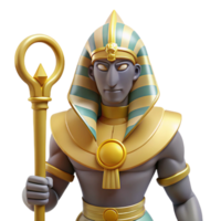gorgeous reflective creative Osiris, Egyptian god of the underworld, resurrected god, NO BACKGROUND with Transparent Background. premium png