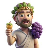 elegant notable Dionysus, Greek god of wine and revelry, holding a grapevine NO BACKGROUND with Transparent Background. png
