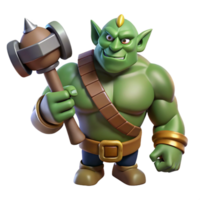 radiant classic A muscular ogre fist, clutching a rough-hewn club. NO BACKGROUND with Transparent Background. 8K png