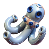 extraordinary reflective organic Single robotic tentacle with suction cups NO BACKGROUND with Transparent Background. crisp png