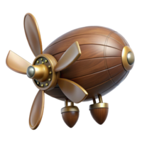 mesmerizing peaceful victorian Steampunk dirigible propeller with wooden blades and brass fittings. NO BACKGROUND with Transparent Background. luxury png