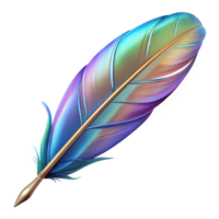fascinating renaissance A single, realistic feather with iridescent colors. NO BACKGROUND with Transparent Background. top-tier png