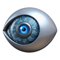 glorious inspired Single metallic cyborg eye with complex circuitry NO BACKGROUND with Transparent Background. png