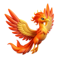 impressive surreal Phoenix, mythical firebird, NO BACKGROUND with Transparent Background. high resolution png