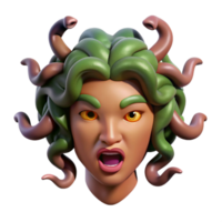 splendid ethereal tropical A menacing medusa head, snakes writhing. NO BACKGROUND with Transparent Background. flawless png