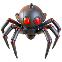 serene unparalleled Robotic spider with glowing red eyes. NO BACKGROUND with Transparent Background. png