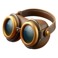 romantic gorgeous Steampunk aviator goggles with tinted lenses and leather straps. NO BACKGROUND with Transparent Background. masterfully captured png