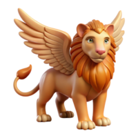 fascinating unparalleled Sphinx, winged lion with human head, NO BACKGROUND with Transparent Background. png