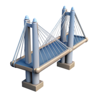 hypnotic whimsical nordic 3D render of a cable-stayed bridge NO BACKGROUND with Transparent Background. ultra HD png