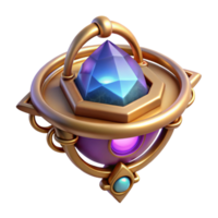 quintessential rustic Magical amulet, glowing gemstone, intricate setting, NO BACKGROUND with Transparent Background. handcrafted png