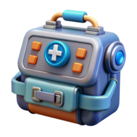 striking vintage Futuristic medical kit, advanced tools, diagnostic display. NO BACKGROUND with Transparent Background. handcrafted png