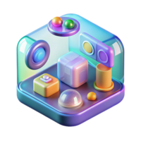 iconic baroque Holographic interface with interactive icons. NO BACKGROUND with Transparent Background. sharp png