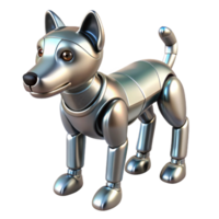 signature traditional Robotic dog with metallic fur. NO BACKGROUND with Transparent Background. original png