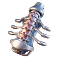 glorious bohemian Cybernetic spine implant, metallic vertebrae, intricate wiring. NO BACKGROUND with Transparent Background. professional png