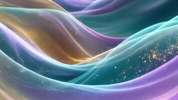 Colorful flowing fabric creates mesmerizing patterns and textures in a tranquil setting video