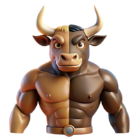splendid traditional Minotaur, half-bull, half-man, NO BACKGROUND with Transparent Background. sharp png