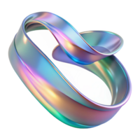 inspired classic A flowing, abstract ribbon with holographic shimmer. NO BACKGROUND with Transparent Background. high quality png