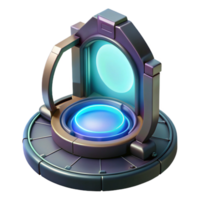 exemplary baroque Portable teleportation device with shimmering portal NO BACKGROUND with Transparent Background. handcrafted png