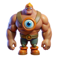 exceptional art deco Cyclops, one-eyed giant, powerful build, NO BACKGROUND with Transparent Background. flawless png