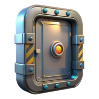 energetic alluring Spaceship door, airtight seal, warning lights, metallic frame. NO BACKGROUND with Transparent Background. crisp png