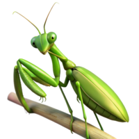 elegant exceptional A praying mantis, perched on a branch. NO BACKGROUND with Transparent Background. png