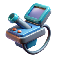 immaculate ethereal classic Futuristic medical scanner, handheld, diagnostic display, ergonomic grip. NO BACKGROUND with Transparent Background. high resolution png