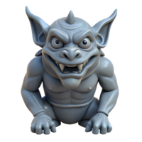 notable minimalist Stone gargoyle, grotesque face, NO BACKGROUND with Transparent Background. museum quality png