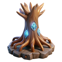 reflective hypnotic An ancient, gnarled tree root, magical runes carved into it, NO BACKGROUND with Transparent Background. expertly shot png