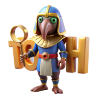 glorious retro Thoth, Egyptian god of writing, ibis-headed, NO BACKGROUND with Transparent Background. expertly shot png