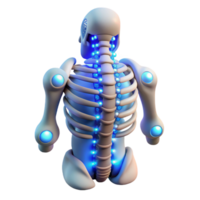 ethereal magnificent Cybernetically enhanced human spine with glowing nodes NO BACKGROUND with Transparent Background. impeccable png