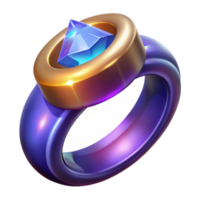intense impressive Magical ring, glowing inscription, large gemstone, NO BACKGROUND with Transparent Background. elite png
