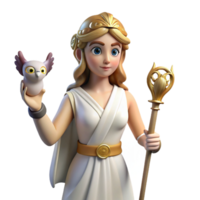 exquisite surreal Athena, Goddess of Wisdom, holding an owl, NO BACKGROUND with Transparent Background. top-tier png