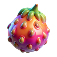 hypnotic dynamic impressionist Alien fruit, unusual shape, vibrant colors, bioluminescent. NO BACKGROUND with Transparent Background. genuine png
