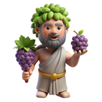 exceptional classic Dionysus, God of Wine and Revelry, holding a grapevine, NO BACKGROUND with Transparent Background. perfect clarity png
