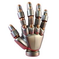 gorgeous abstract Robot hand, cyborg, metallic and flesh, articulated fingers. NO BACKGROUND with Transparent Background. artisan png