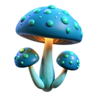 spectacular dynamic retro Alien fungus, bioluminescent, strange texture, glowing spores. NO BACKGROUND with Transparent Background. refined png