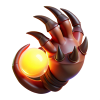 serene renaissance A stylized, demonic claw, clutching a glowing orb. NO BACKGROUND with Transparent Background. museum quality png