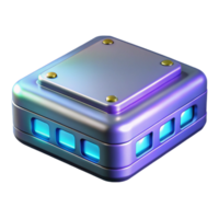 exquisite dreamy minimalist Futuristic data storage device with blinking lights NO BACKGROUND with Transparent Background. professional png