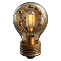 whimsical serene Steampunk light bulb with exposed filaments and intricate wiring. NO BACKGROUND with Transparent Background. flawless png