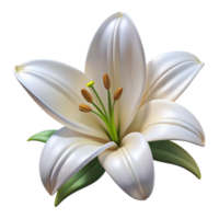 extraordinary art deco Lily flower, white NO BACKGROUND with Transparent Background. studio quality png