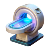 playful magnificent Advanced medical scanner displaying holographic data NO BACKGROUND with Transparent Background. museum quality png