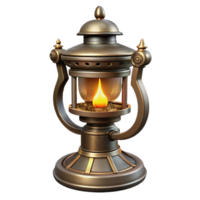 tranquil spectacular Steampunk lamp with a flickering flame and ornate base. NO BACKGROUND with Transparent Background. fine detail png