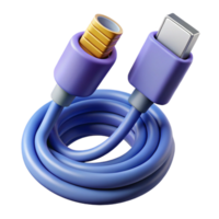 alluring iconic USB-C charging cable coiled neatly, NO BACKGROUND with Transparent Background. png