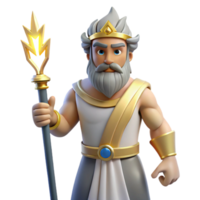 exceptional classic Zeus, king of the gods, holding a lightning bolt NO BACKGROUND with Transparent Background. precision png